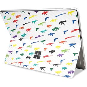 Carbon Fiber Tablet Skin Compatible with Microsoft Surface Pro 11 (2024) - Fun Guns - Premium 3M Vinyl Protective Wrap Decal Cover - Easy to Apply | Crafted in The USA by MightySkins