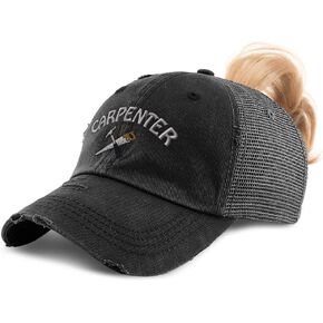 Speedy Pros Womens Ponytail Cap Carpenter Occupation Build Embroidery Cotton Strap Closure