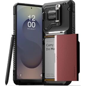 حافظة هاتف VRS DESIGN Damda Glide DuoGuard لهاتف Galaxy S23 Ultra (2023)، حافظة محفظة متينة ومغطاة بالكامل لحماية عدسات الكاميرا (أخدود كاكي) in Kuwait