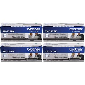 Brother Genuine TN227, TN227BK, High Yield Toner Cartridge, Replacement Black Toner, Page Yield Up to 3,000 Pages, TN227BK, Pack of 4