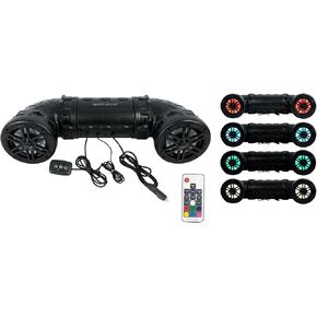 Rockville Ratv65L V2 500W Dual 6.5 "مكبرات صوت بحرية مدفوعة 4 أوم ، بلوتوث ، إضاءة LED ، مقاومة للماء لـ ATV/UTV/القوارب