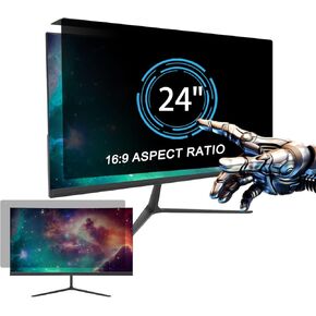 Hanging Computer Privacy Screen Filter - Compatible with 24 Inch Monitor & All-in-One Computer, 16:9 Widescreen Monitor(21.53 in X 12.59 in), Eye Protection Anti-Blue Light Privacy Shield