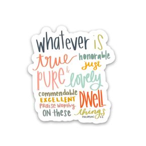 stickers | Christian faith stickers | Philippians 4:8 Bible verse quotes | God, Jesus, religion, prayer | Waterproof vinyl decals