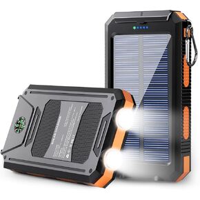 Solar Charger Power Bank - 36800mAh Solar Phone Charger, USB-C QC3.0 Fast Charger with LED Flashlight, IP65 Waterproof Portable Power Bank for Camping, Hiking Outdoor Activities
