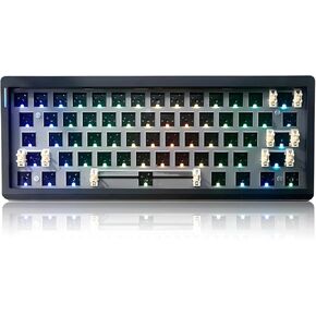 GMK61 60% Mechanical Keyboard Kit,Triple Mode BT5.0/ Wired/2.4GHz Wireless Gaming Keyboard RGB Programmable Hot Swap PCB Custom Barebones 61 Keys Gasket-Mounted Compact DIY Kit (White)
