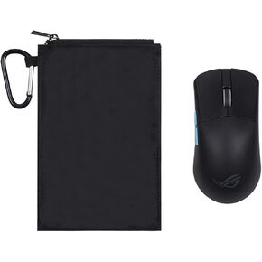 Hanging Mouse Pouch for Travel Electronics - Waterproof Nylon Organizer Bag with Carabiner (4.7x3.1in) - Fits Chargers, Makeup, Office Supplies & Gym Essentials (Black)