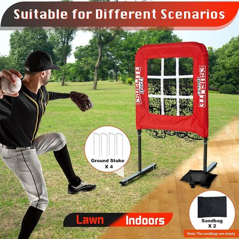 9 Hole Pitching Net with Strike Zone, Baseball Pitching Target, Softball Pitching Net, Portable Pitcher Training Equipment Height Adjustable in Saudi Arabia
