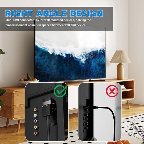 PANPEO 8K@60Hz محول HDMI الزاوية اليمنى ، 90 درجة و 270 درجة محول HDMI (4 حزمة) in Kuwait