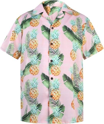Hawaiian Shirt for Men Short Sleeve Beach Tropical Summer Vacation Shirt Casual Button Down Aloha Shirt Palm Trees Red M in Saudi Arabia