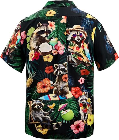 قميص هاواي للرجال بأكمام قصيرة، قميص صيفي استوائي للشاطئ، قميص كاجوال بأزرار سفلية، قميص ألوها، أشجار النخيل، أحمر M in Kuwait