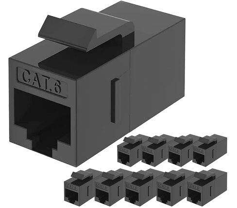 RITEAV - RJ45 CAT6 Keystone Acpler Female to Female Cat6 Keystone Jack ، UTP Keystone Doupler Insert ، Keystone Jack ، White (5 ، Black) in Saudi Arabia