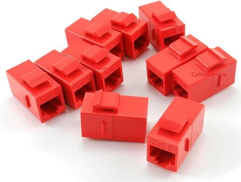CablesOnline, 10-Pack CAT6 Female/Female RJ45 Ethernet Red Keystone Jack Coupler, WP-C02RD-10 in Kuwait