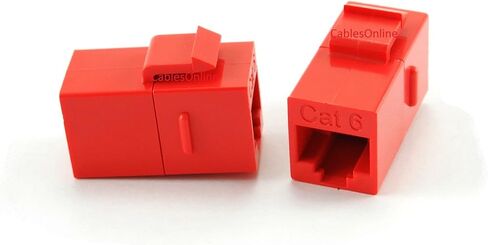 CablesOnline, 10-Pack CAT6 Female/Female RJ45 Ethernet Red Keystone Jack Coupler, WP-C02RD-10 in Kuwait