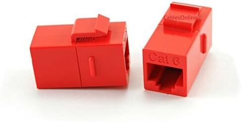 Cablesonline ، 10 حزم CAT6 أنثى/أنثى RJ45 Ethernet Red Keystone Jack Coupler ، WP-C02RD-10 in Saudi Arabia