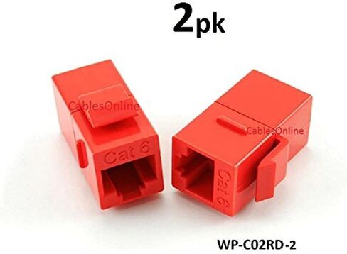 Cablesonline ، 10 حزم CAT6 أنثى/أنثى RJ45 Ethernet Red Keystone Jack Coupler ، WP-C02RD-10 in Saudi Arabia