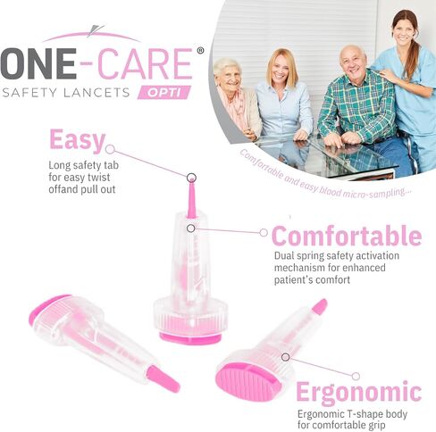 ONE-CARE Opti Safety Lancets, Top Button Activated, 21G x 2.8mm, 200 Count in Saudi Arabia