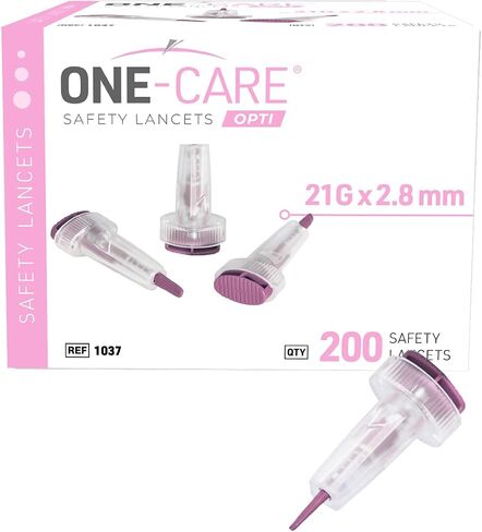 ONE-CARE Opti Safety Lancets, Top Button Activated, 21G x 2.8mm, 200 Count in Saudi Arabia