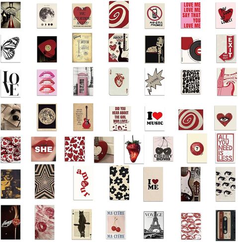50 Pcs Pintest Decals Vinyl Aesthetic Waterproof Stickers Adorable Decor Supplies Party Suitable for Mobile Laptop Computer Phone Water Bottle DIY Crafts Journal in Kuwait