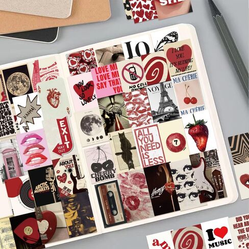 50 Pcs Pintest Decals Vinyl Aesthetic Waterproof Stickers Adorable Decor Supplies Party Suitable for Mobile Laptop Computer Phone Water Bottle DIY Crafts Journal in Kuwait