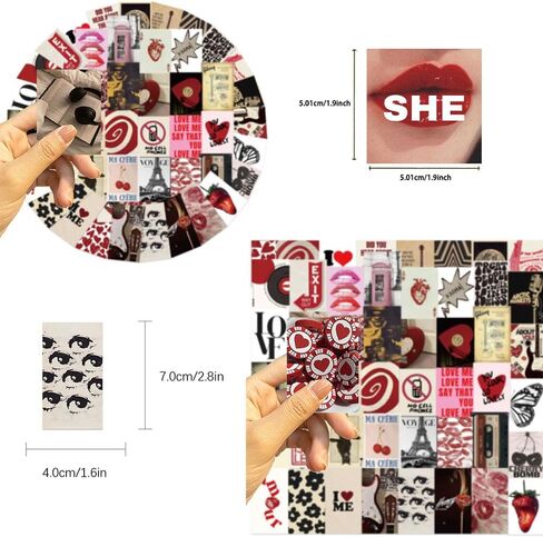 50 Pcs Pintest Decals Vinyl Aesthetic Waterproof Stickers Adorable Decor Supplies Party Suitable for Mobile Laptop Computer Phone Water Bottle DIY Crafts Journal in Kuwait