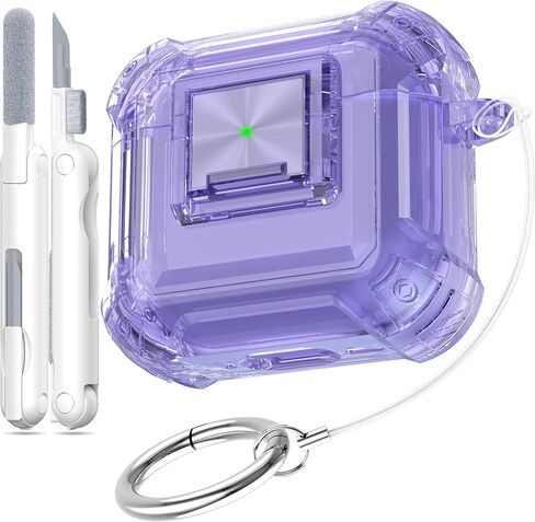 RFUNGUANGO Security Lock for Airpods 4 Case, Compatible with Apple Airpod 4 Case (2024) (USB-C), Compatible with Airpod 4 with Cleaning Kit for Teen Girls, Transparent Pink in Saudi Arabia