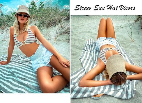 Livingston Sun Visors for Women Black Sun Hat Wide Brim Beach Hat UV Protection Straw Hat in Kuwait