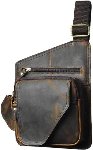Le'aokuu Mens Fashion مصمم شاي عرضي السفر المشي لمسافات طويلة Crossbody صدر حبال حقيبة كتف واحد 214 in Saudi Arabia