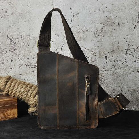 Le'aokuu Mens Fashion مصمم شاي عرضي السفر المشي لمسافات طويلة Crossbody صدر حبال حقيبة كتف واحد 214 in Saudi Arabia