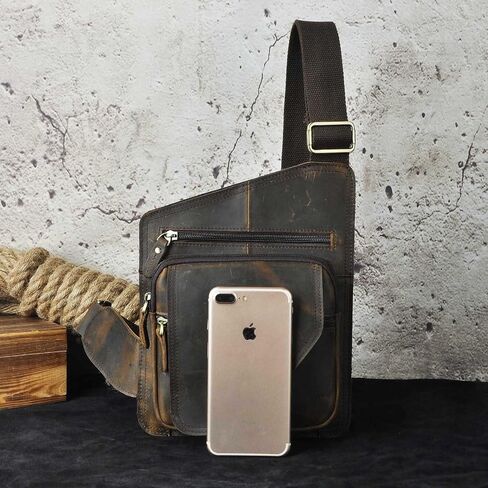 Le'aokuu Mens Fashion مصمم شاي عرضي السفر المشي لمسافات طويلة Crossbody صدر حبال حقيبة كتف واحد 214 in Saudi Arabia