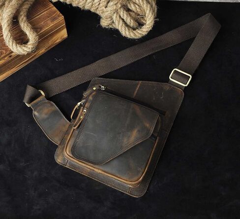Le'aokuu Mens Fashion مصمم شاي عرضي السفر المشي لمسافات طويلة Crossbody صدر حبال حقيبة كتف واحد 214 in Saudi Arabia