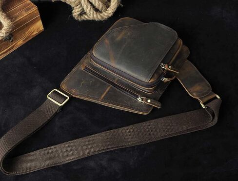 Le'aokuu Mens Fashion مصمم شاي عرضي السفر المشي لمسافات طويلة Crossbody صدر حبال حقيبة كتف واحد 214 in Saudi Arabia