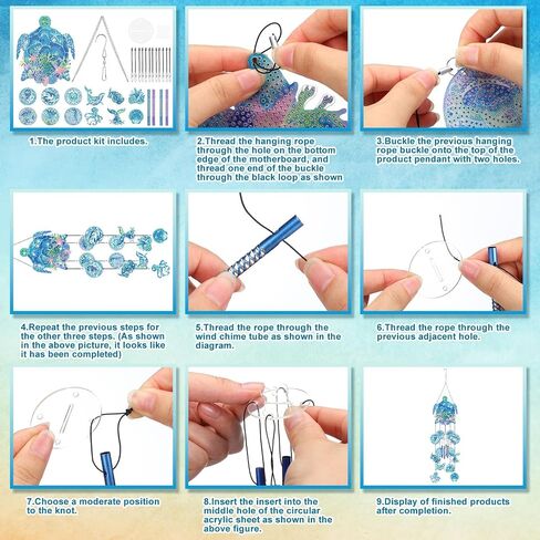 GlikCeil Diamond Art Wind Chime Ocean Themed Decorations with Crystal Pendant Double Sided Ocean Animal Beach Diamond Art Hanging Ornaments for Adults Kids Home Window Garden Decor in Saudi Arabia