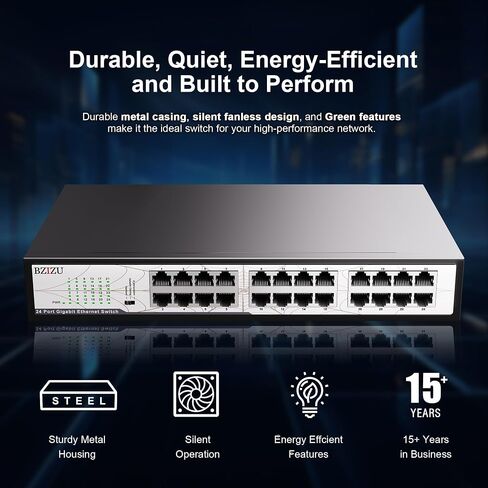 16-Port Gigabit Switch, Unmanaged,32Gbps Switching Capacity, 3-Mode(VLAN,Std,Clone), Fanless Metal, Plug & Play, Office/Surveillance/SMB in Saudi Arabia