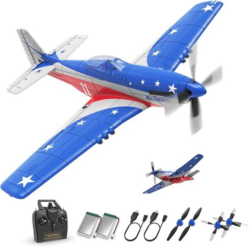 rcxsuv VOLANTEXRC Remote Control Aircraft,4-CH RC Plane,Ready to Fly P51Mustang,Mustang Radio Controlled Plane for Adult with X-Pilot Stabilization System, One Key Aerobatic, 2.4GHZ 6-AXIS Gyro in Kuwait