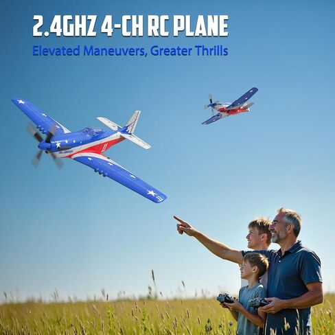 rcxsuv VOLANTEXRC Remote Control Aircraft,4-CH RC Plane,Ready to Fly P51Mustang,Mustang Radio Controlled Plane for Adult with X-Pilot Stabilization System, One Key Aerobatic, 2.4GHZ 6-AXIS Gyro in Kuwait