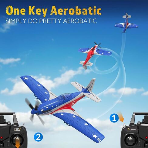 rcxsuv VOLANTEXRC Remote Control Aircraft,4-CH RC Plane,Ready to Fly P51Mustang,Mustang Radio Controlled Plane for Adult with X-Pilot Stabilization System, One Key Aerobatic, 2.4GHZ 6-AXIS Gyro in Kuwait