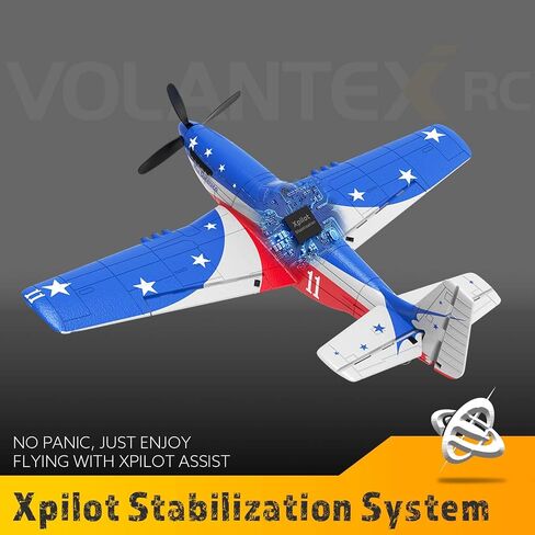 rcxsuv VOLANTEXRC Remote Control Aircraft,4-CH RC Plane,Ready to Fly P51Mustang,Mustang Radio Controlled Plane for Adult with X-Pilot Stabilization System, One Key Aerobatic, 2.4GHZ 6-AXIS Gyro in Kuwait