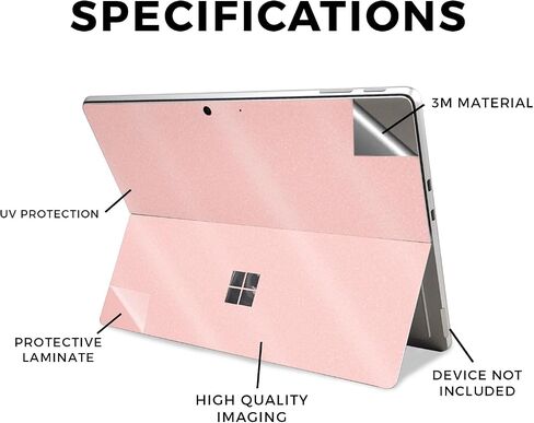 Glossy Glitter Tablet Skin Compatible with Microsoft Surface Pro 11 (2024) - Solid Blush - Premium 3M Vinyl Protective Wrap Decal Cover - Easy to Apply | Crafted in The USA by MightySkins in Saudi Arabia