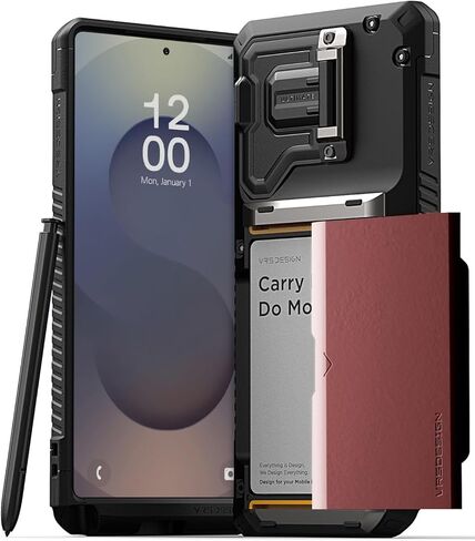 VRS DESIGN Damda Glide DuoGuard for Galaxy S25 Ultra Case (2025), Premium Sturdy Fully Covered Camera Lens Protection Cover Card Holder Wallet Case (Groove Black) in Kuwait