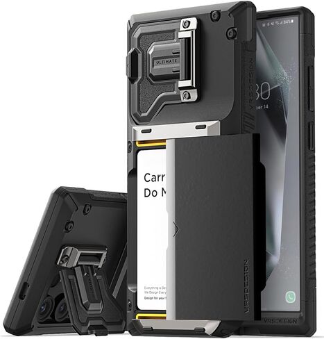 VRS DESIGN Damda Glide DuoGuard for Galaxy S25 Ultra Case (2025), Premium Sturdy Fully Covered Camera Lens Protection Cover Card Holder Wallet Case (Groove Black) in Saudi Arabia
