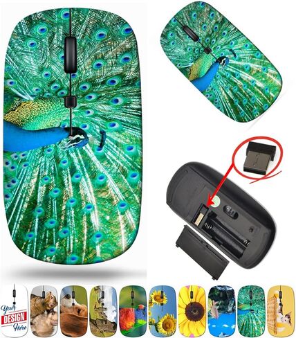 Maizi Mouse للكمبيوتر المحمول ، 2.4G USB ، صورة من الطاووس ، اليد اليمنى ، 4 أزرار ، نمط حديث ، نطاق 33 قدم ، Windows ، Mac ، Linux متوافق in Saudi Arabia