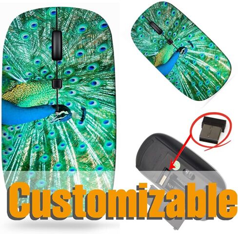 Maizi Mouse للكمبيوتر المحمول ، 2.4G USB ، صورة من الطاووس ، اليد اليمنى ، 4 أزرار ، نمط حديث ، نطاق 33 قدم ، Windows ، Mac ، Linux متوافق in Saudi Arabia