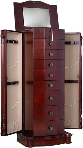 Hives and Honey - Roman Jewelry Armoire - Locking Jewelry Storage Organizer, Black in Kuwait