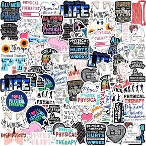 100 Pcs Physical Therapy Stickers Water Bottles Stickers,PT Life Encourage Waterproof Vinyl Decals Health Physiotherapy Stickers, Luggage, Laptop, Phone Decor Gifts for Physical Therapist