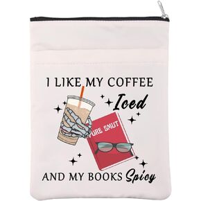 Spicy Book Sleeve Smut Lovers Book Cover Smut Slut Gift Literary Gift I Like My Coffee Ice and My Book Spicy Book Lovers Zipper Pouch (CoffeeSpicy BS)