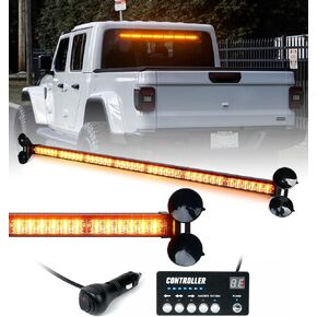 LUMENIX 31 Inch LED Traffic Advisor Strobe Lights Bar w/Controller, Rear Window Windshield Emergency Warning Flashing Safety Directional Lightbar for Construction Vehicles Tow Pow Trucks-Amber White