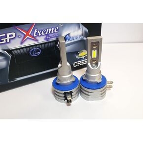 H11b Super White 6000K Xenon Headlamp Light Bulbs High and Low Beam 6000 Lumen Plug and Play Halogen Replacement Compact Fan Less