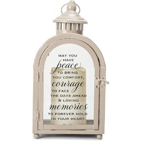 Elanze Designs السلام يجلب الراحة والشجاعة مقاس 11 × 5.5 فانوس شموع معدني وزجاجي in Kuwait