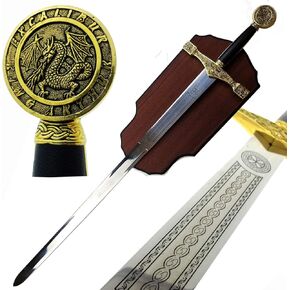 45" King Arthur Excalibur Sword Replica Medieval Sword with Display Plaque. for Collection, Wall Decoration, Cosplay, Gift in Kuwait