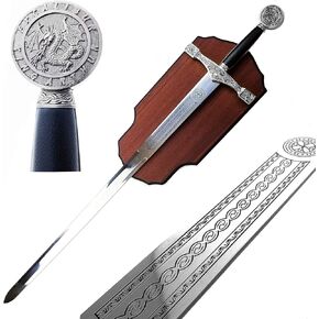 45" King Arthur Excalibur Sword Replica Medieval Sword with Display Plaque. for Collection, Wall Decoration, Cosplay, Gift